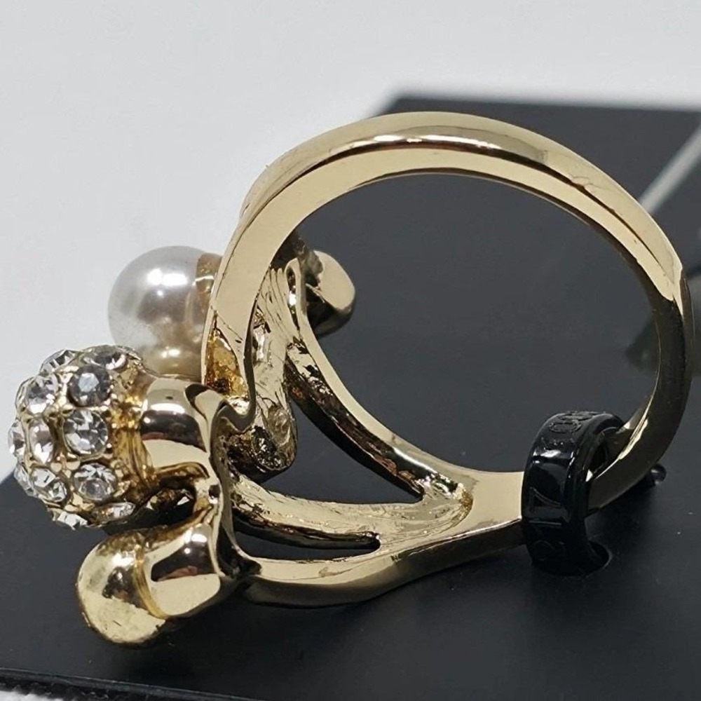 INC International Concepts Gold Tone Pearl Crystal Orb Ring Size 7 New with Tag - Picture 5 of 5